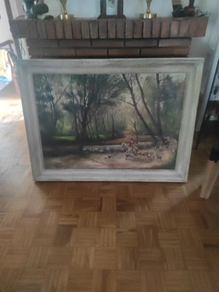 Lote Cuadros Cacería y paisaje ,Años 50
