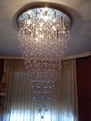 Lámpara Cascada Cristal Morado Transparente