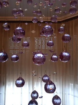 Lámpara Cascada Cristal Morado Transparente