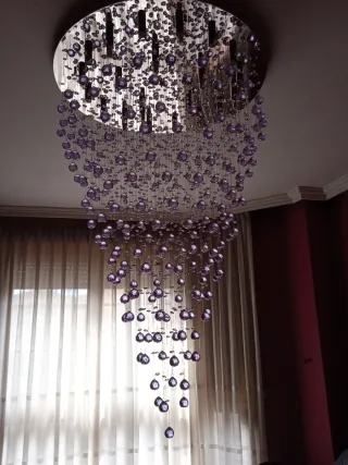 Lámpara Cascada Cristal Morado Transparente