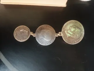 Broche Vintage 3 Monedas Plata