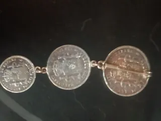 Broche Vintage 3 Monedas Plata