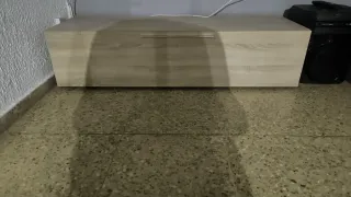 Mueble TV comedor madera y blanco