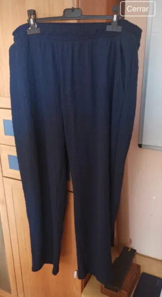 Pantalón ancho mujer efecto arrugado