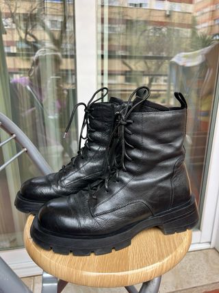 Botines de piel negras mujer