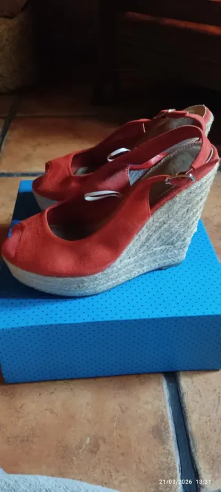 Sandalias Plataforma Rojas Talla 39