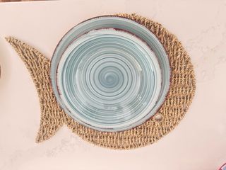 Juego de platos de cerámica azul