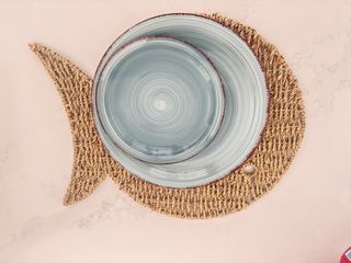 Juego de platos de cerámica azul