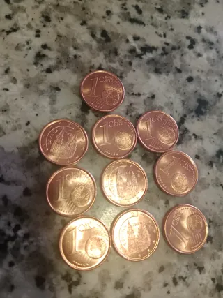 Lote 10 monedas de 1 céntimo 1999 España S/C.