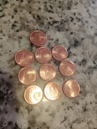 Lote 10 monedas de 1 céntimo 1999 España S/C.