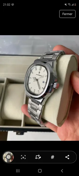 Reloj Poedagar Plata y Blanco Hombre