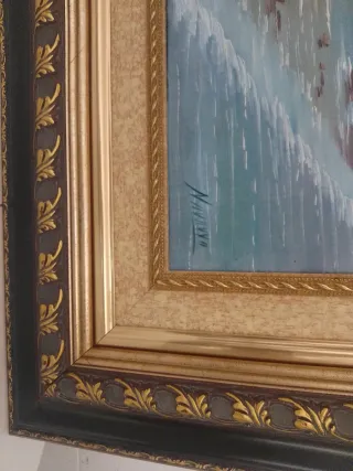 Cuadro Óleo Lienzo Firma Navarro Marina