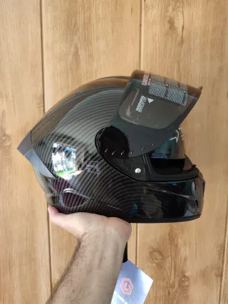 Casco Moto Integral Talla M Pintura Carbono