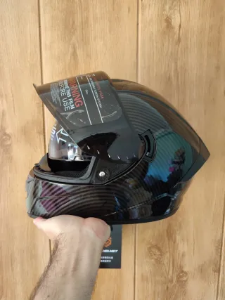 Casco Moto Integral Talla M Pintura Carbono