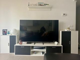 Mueble salón blanco y gris