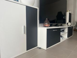 Mueble salón blanco y gris