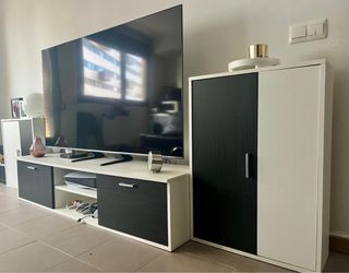 Mueble salón blanco y gris