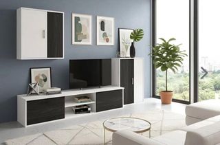 Mueble salón blanco y gris
