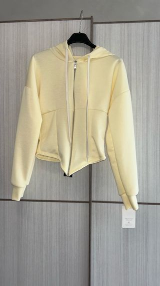 Felpa con cappuccio gialla taglia unica