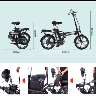 Bicicleta Eléctrica Plegable Negra