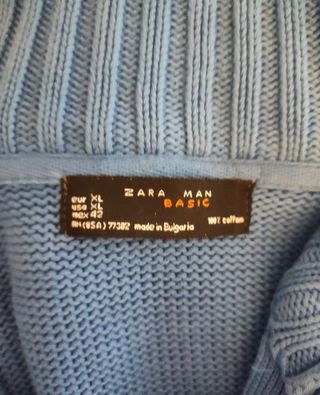 Cárdigan Zara azul con cremallera