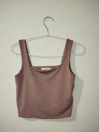 Top AMISU tirantes anchos marrón