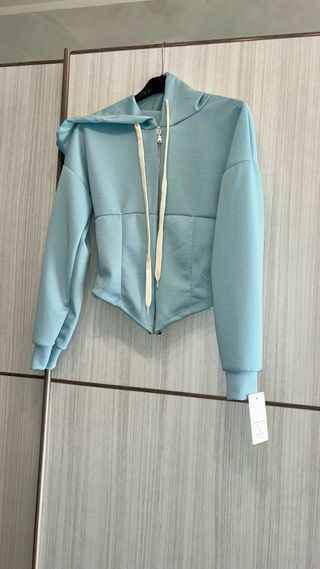 Felpa con cappuccio blu taglia unica