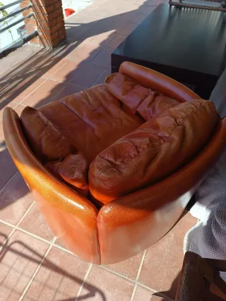 Butaca vintage piel rojo