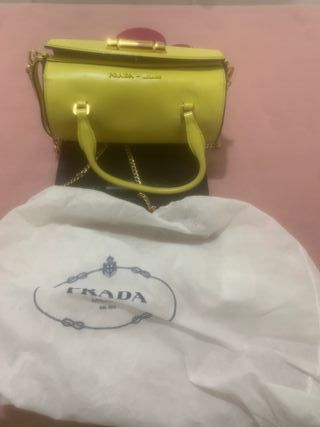 Borsa Prada Sybille Pelle Rara Verde Giallo
