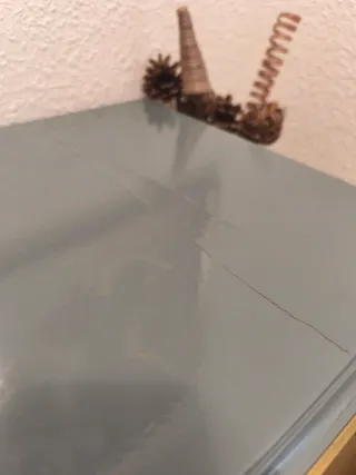 Mueble recibidor azul y marrón