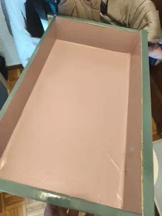 Mueble recibidor azul y marrón