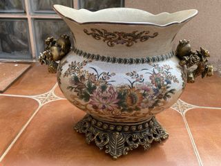 Centro de mesa porcelana antigua pintada a mano