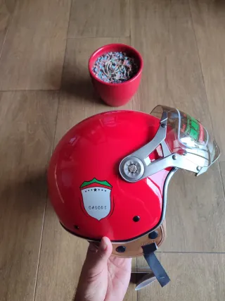 Casco Moto Retro Jet Talla M Rojo Unisex