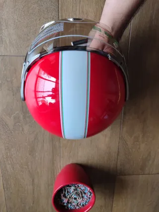 Casco Moto Retro Jet Talla M Rojo Unisex