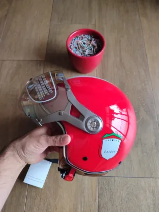 Casco Moto Retro Jet Talla M Rojo Unisex