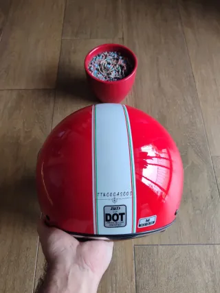 Casco Moto Retro Jet Talla M Rojo Unisex