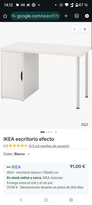 Escritorio blanco Ikea con almacenaje