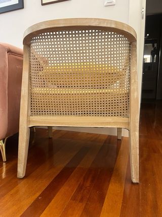 Sillón madera (acabado vintage), textil y ratán