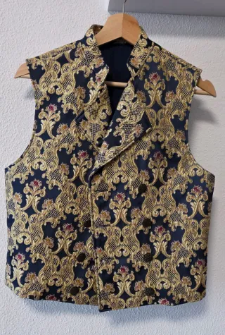 Chaleco Fallero Brocado Azul y Dorado