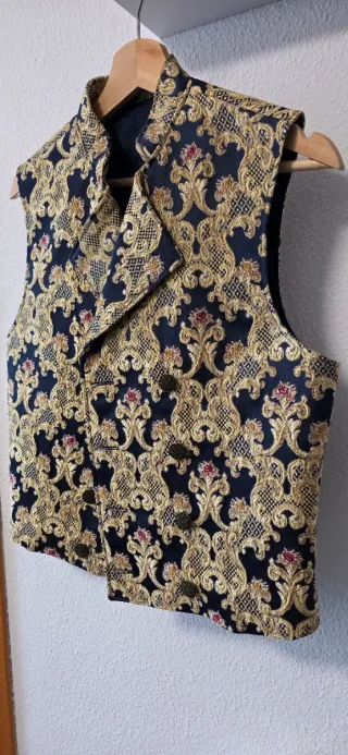 Chaleco Fallero Brocado Azul y Dorado