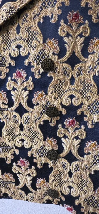 Chaleco Fallero Brocado Azul y Dorado