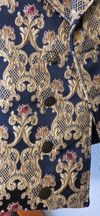 Chaleco Fallero Brocado Azul y Dorado