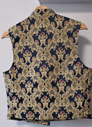 Chaleco Fallero Brocado Azul y Dorado