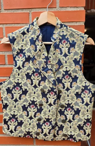 Chaleco Fallero Brocado Azul y Dorado