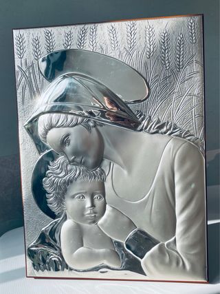 Quadro Sacro Madonna Bambino Argento