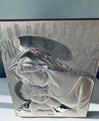 Quadro Sacro Madonna Bambino Argento