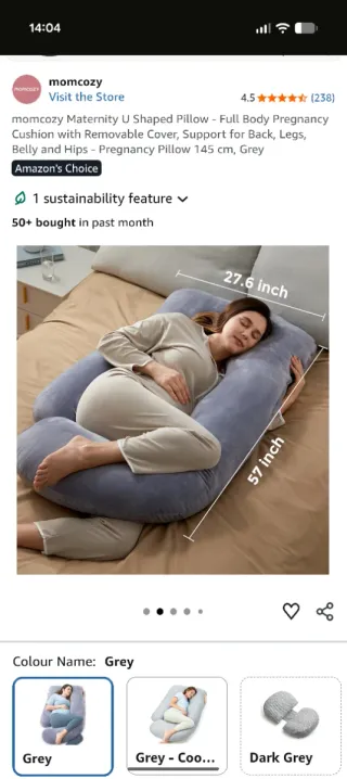 Cojín Maternidad Momcozy U Gris