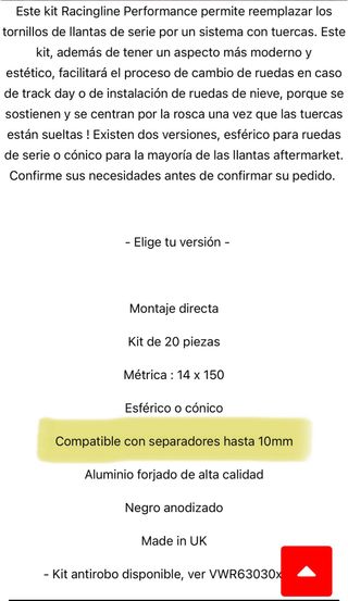 Kit Tornillos y tuercas Racing Line VW