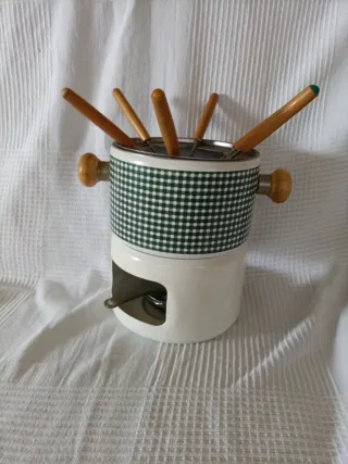 Set de fondue verde y blanco