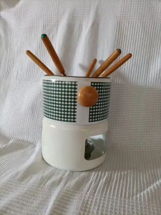 Set de fondue verde y blanco